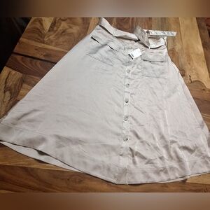 Banana Republic Cream Midi Skirt with Buttons, Pockets, and Belt